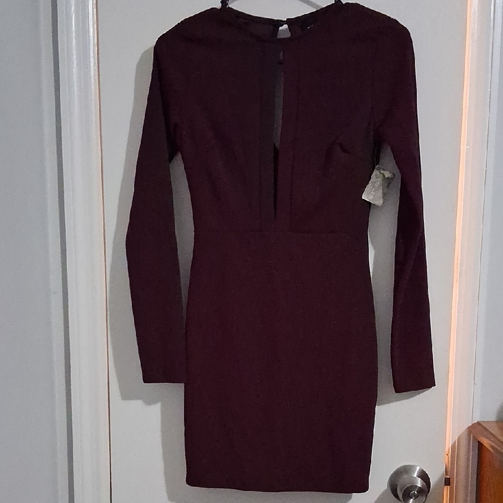 Privy Red Long Sleeve Crew Neck Bodycon Dress